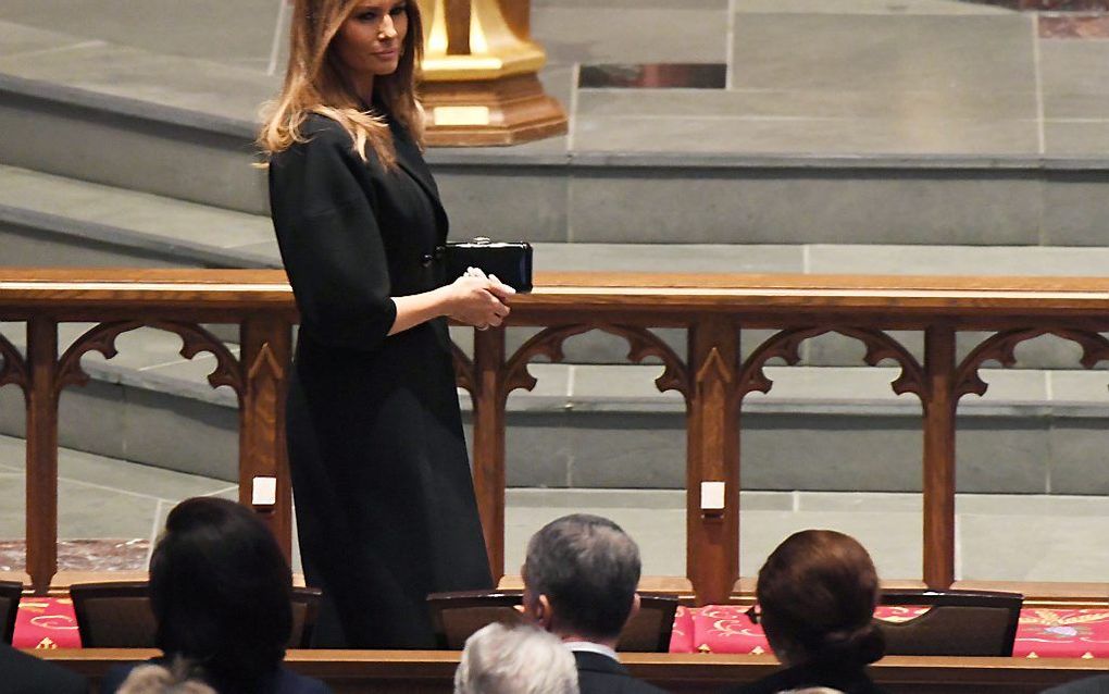 Melania Trump was ook aanwezig op de begrafenis. beeld AFP