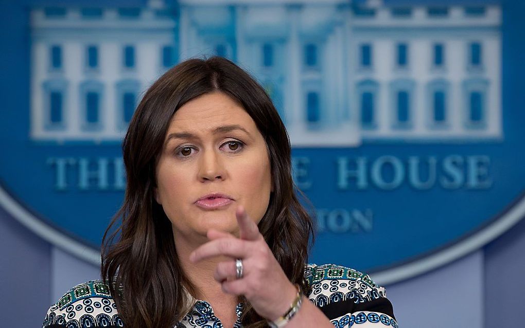 Woordvoerster Sarah Huckabee Sanders. beeld AFP