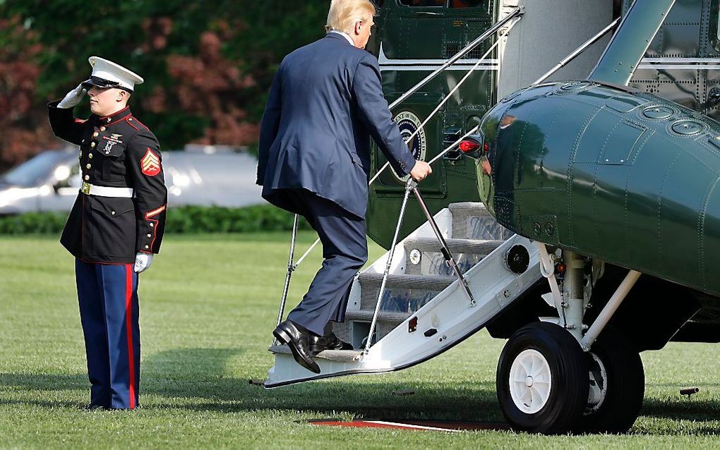 Trump vertrekt naar Canada voor de G7-top. beeld EPA