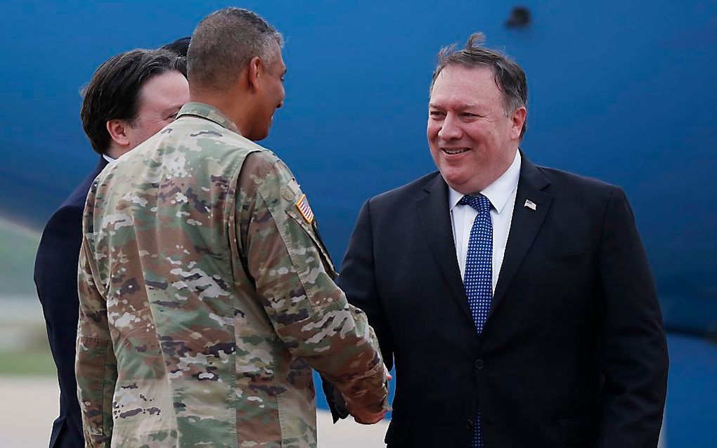 Pompeo bij zijn aankomst in Zuid-Korea. beeld EPA