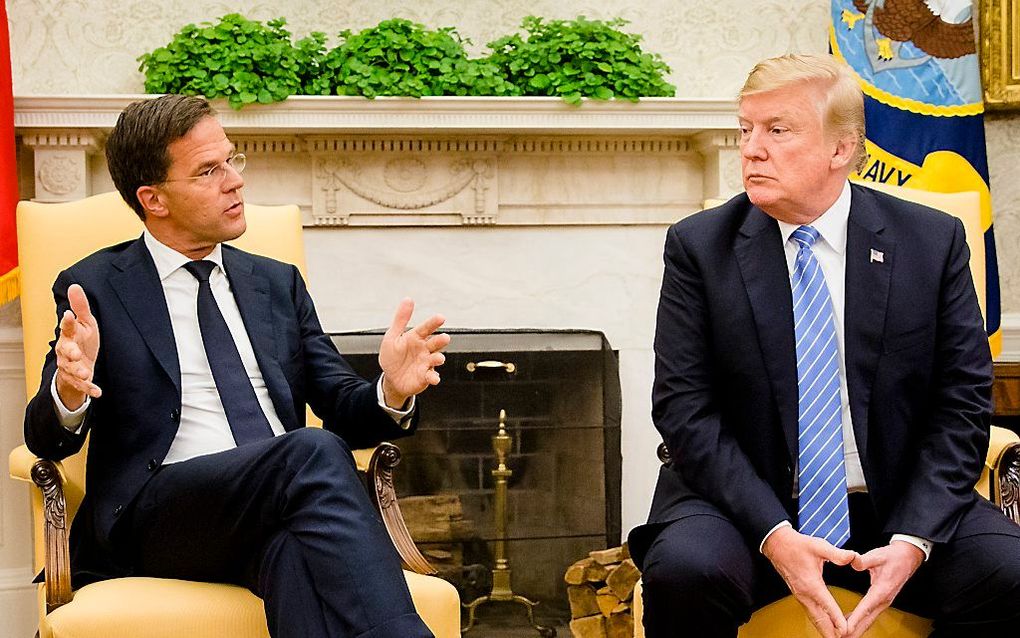 Rutte (l.) en Trump in februari 2018. beeld ANP