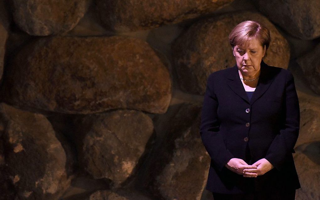 Merkel, eind vorig jaar in Yad Vashem. beeld AFP