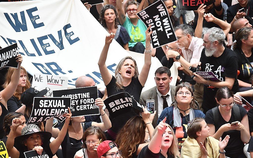 Demonstratie tegen de benoeming van Brett Kavanaugh tot opperrechter. beeld AFP