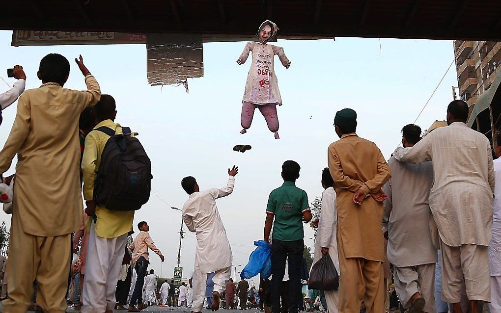 De vrijspraak van de van godslastering beschuldigde Pakistaanse vrouw Asia Bibi leidde in januari opnieuw tot protesten. beeld EPA, Shahzaib Akber