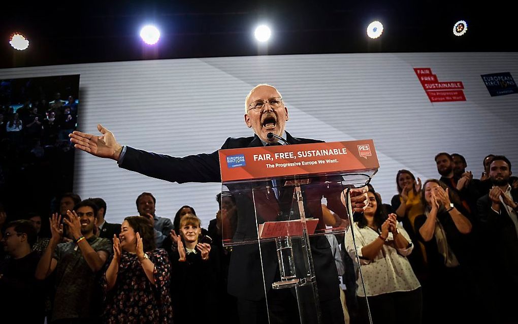 Timmermans tijdens zijn toespraak in Lissabon. beeld AFP