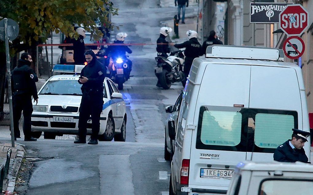 De ontploffing deed zich voor buiten een kerk in het centrum van de stad, melden Griekse media. beeld EPA