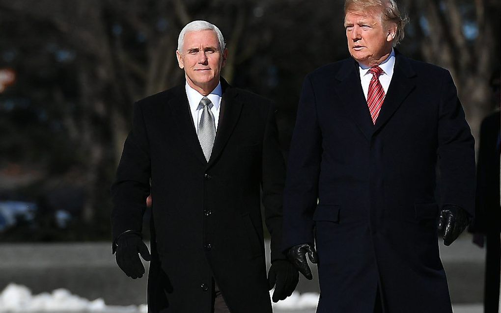 De Amerikaanse president Trump en vicepresident Pence. beeld AFP