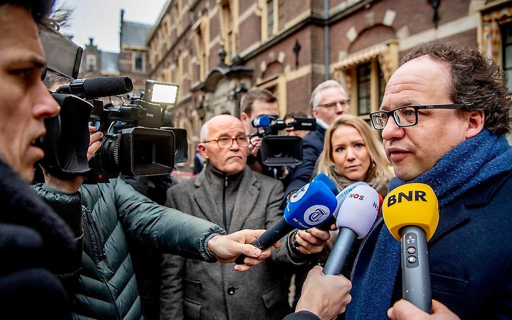 Minister Wouter Koolmees van Sociale Zaken en Werkgelegenheid (D66) komt aan op het Binnenhof voor de wekelijkse ministerraad. beeld ANP