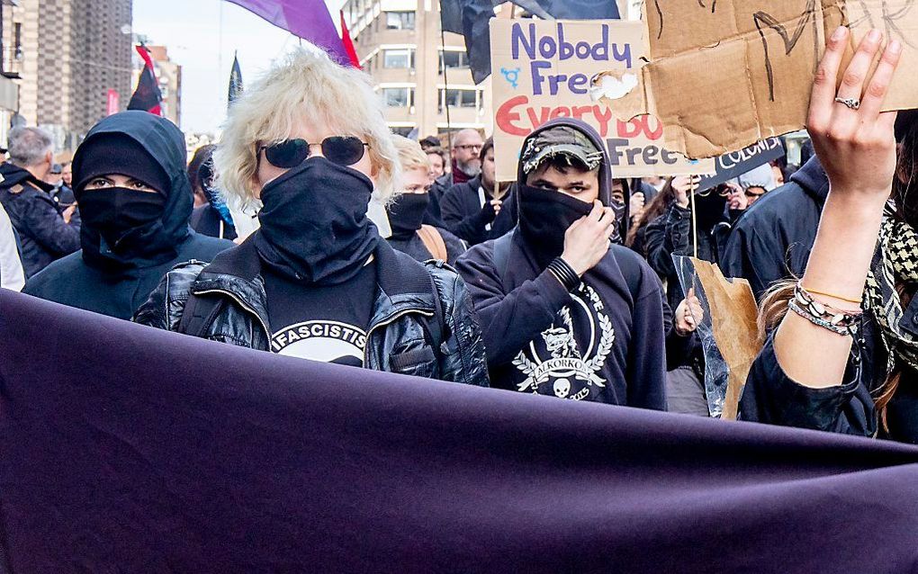 Demonstranten tijdens de anti-racismedemonstratie. beeld ANP