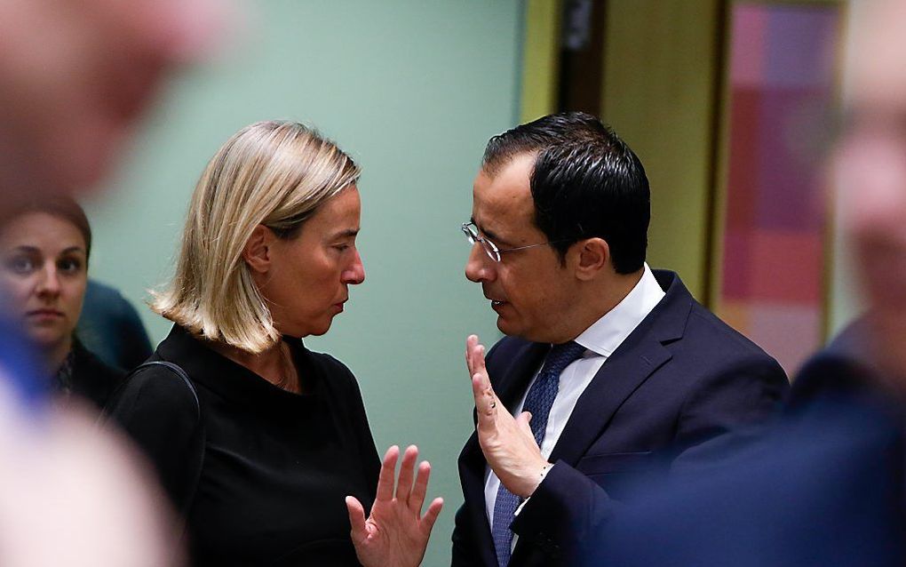 EU-buitenlandchef Federica Mogherini spreekt maandag in Brussel  met de minister van Buitenlandse Zaken van Cyprus, Nikos Christodoulides. beeld EPA