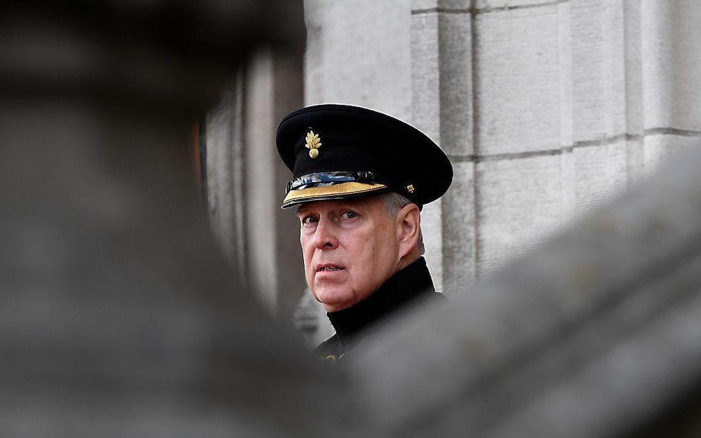 Prins Andrew eerder deze maand tijdens de 75-jarige herdenking van de bevrijding van Brugge, België. beeld AFP