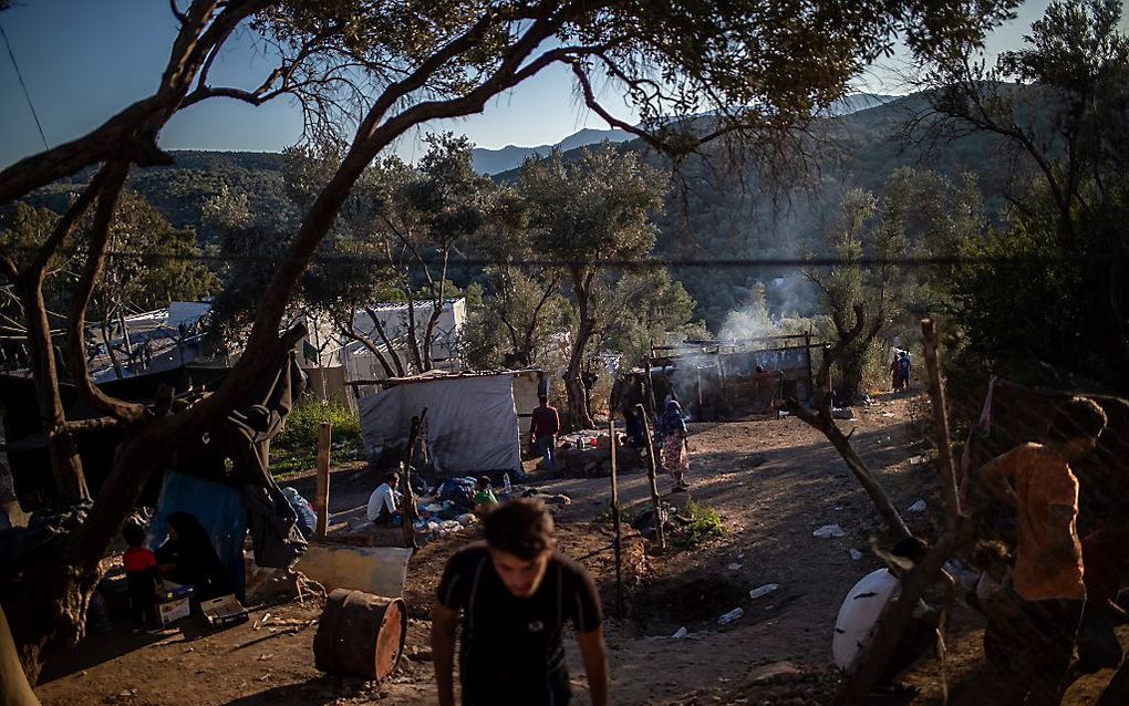 Kamp Moria op Lesbos. beeld AFP