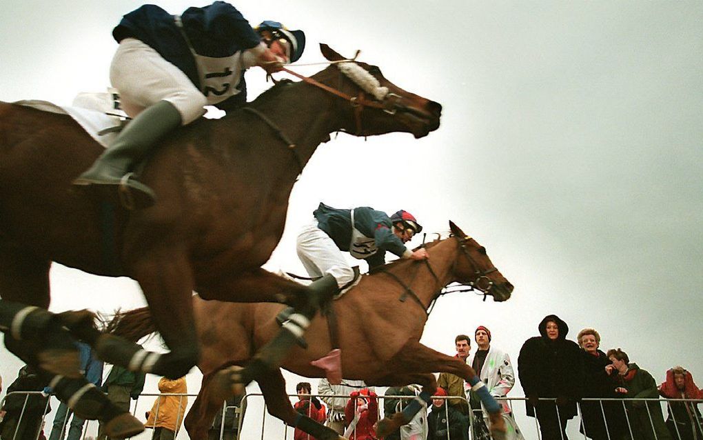 Traditioneel wordt in Boxmeer op carnavals-maandag de historische paardenrace gehouden, de zogeheten metworstrennen. beeld ANP, Raymond Rutting