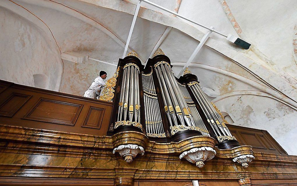 Het Hardorfforgel uit 1861 in de Johanneskerk van Britsum. beeld Marchje Andringa