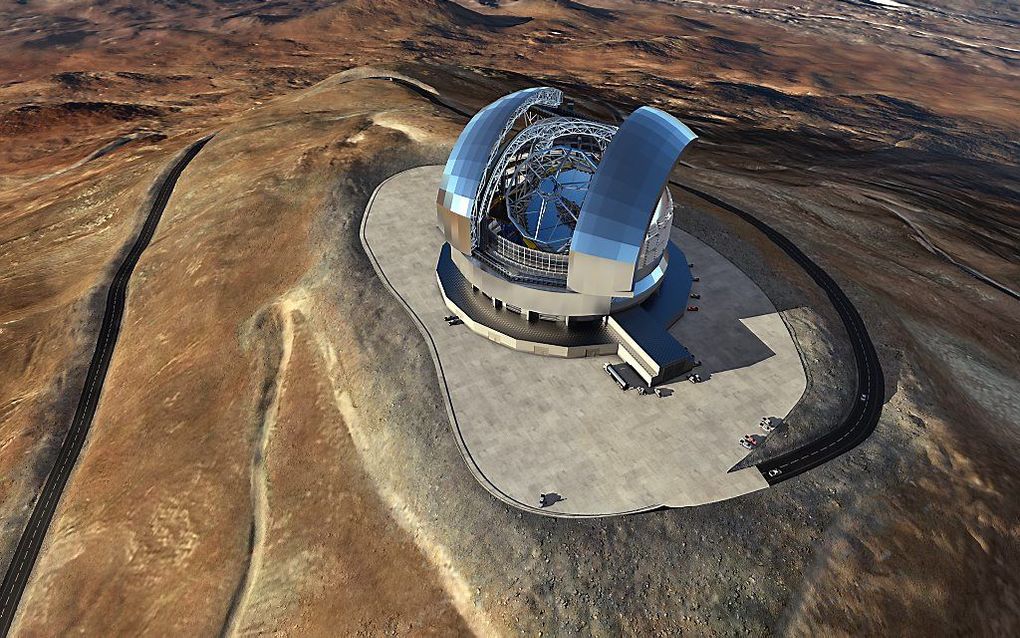 Artist's impression van de European Extremely Large Telescope E-ELT. beeld ESO