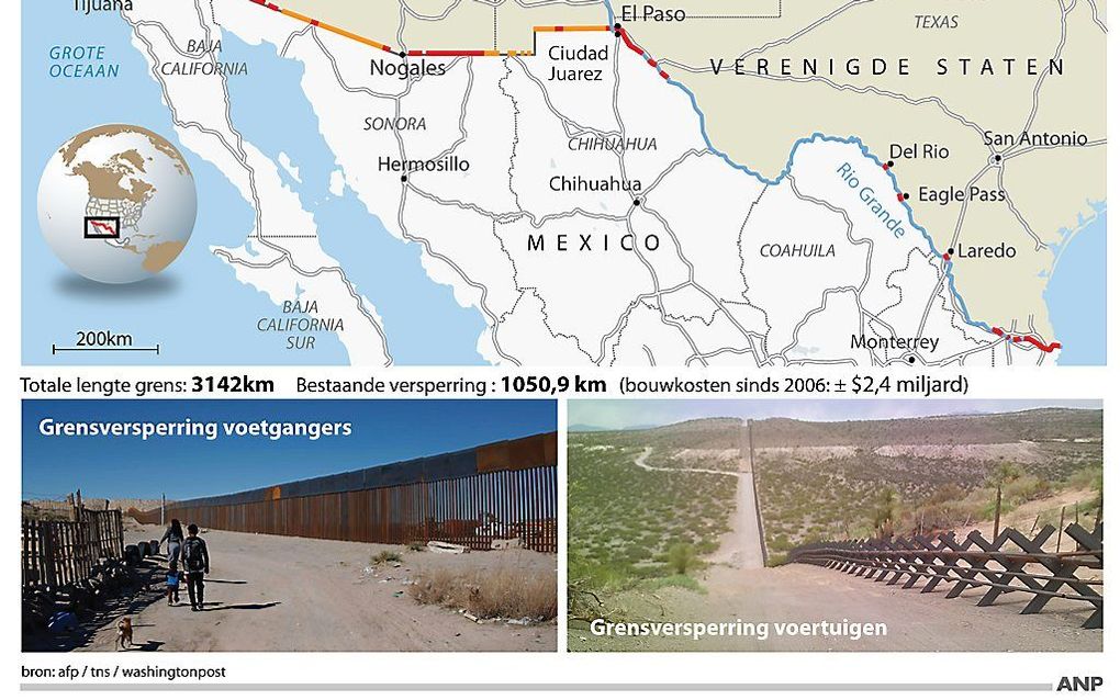 Grensversperringen tussen Mexico en VS vorig jaar. beeld ANP