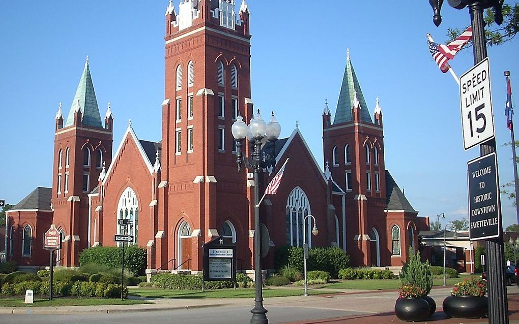 De Hay Street united methodist church, een methodistenkerk in Fayetteville, North Carolina. beeld Gerry Dincher/Wikimedia