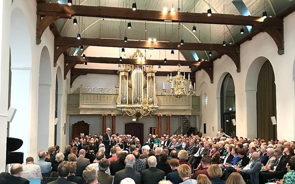 Miroslav Volf, maandag op de jubileumbijeenkomst van de Bond van Nederlandse Predikanten in de Geertekerk in Utrecht. beeld RD