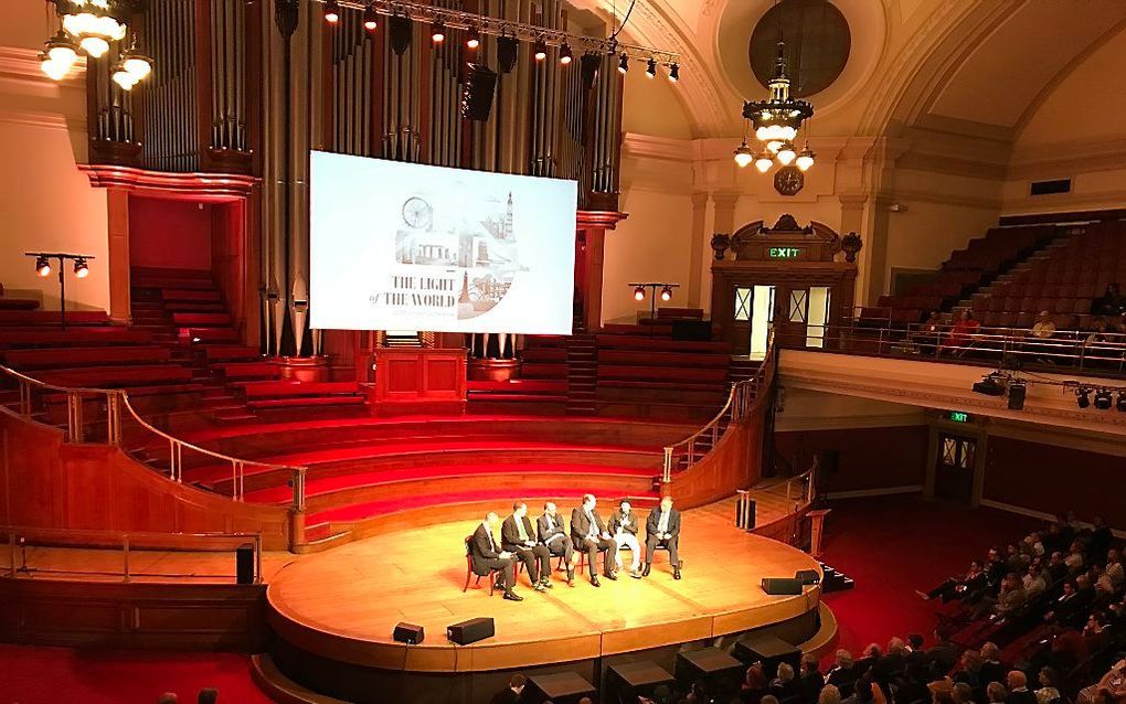 Paneldiscussie op de Ligonier Conference, zaterdag in Londen. beeld RD