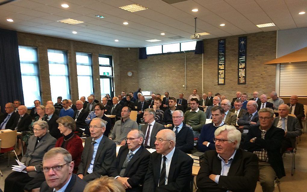 Bondsdag van de Bond van Mannenverenigingen van de Gereformeerde Gemeenten zaterdag in Woerden.  beeld RD