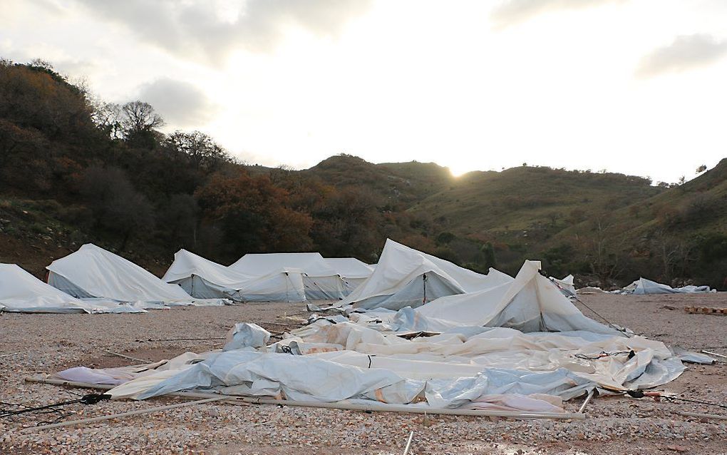 De Nederlandse Leeuw organiseerde één brainstorm over migratie. Foto: winteropvang van vluchtelingen op Lesbos. beeld Jilke Tanis