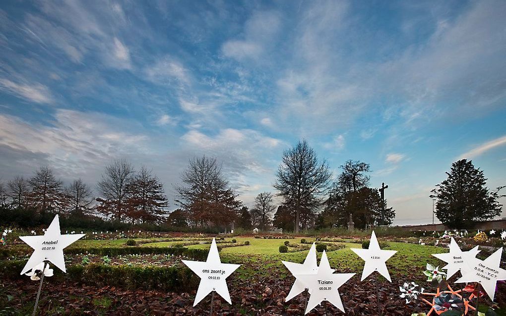 In Vlaanderen zijn begraafplaatsen verplicht een zogenoemd foetusweid te hebben. Daar kunnen ouders hun te vroeg geboren kindje of miskraam begraven. Foto: een foetuswei bij Leuven. beeld RD, Henk Visscher