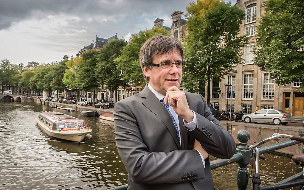 Carles Puigdemont wil de vreedzame strijd voor onafhankelijkheid van de Spaanse regio Catalonië voortzetten, ook in ballingschap. beeld RD, Henk Visscher