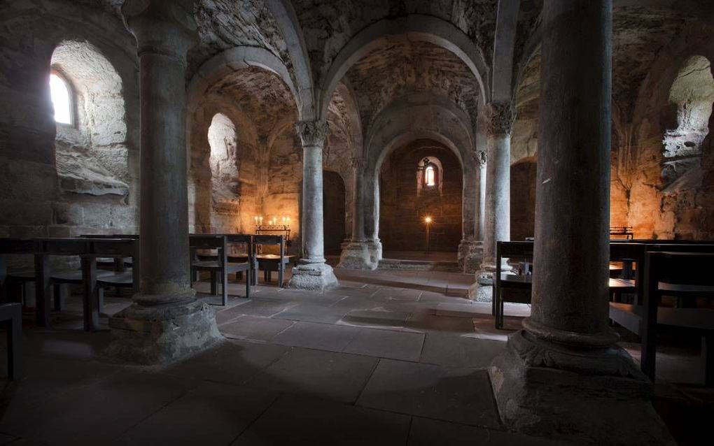 De beroemde keizer Otto I stierf in 973 in Memleben. In die plaats zijn resten van een romaanse kerk te vinden. De crypte van deze kloosterkerk is er nog.  beeld RD, Henk Visscher