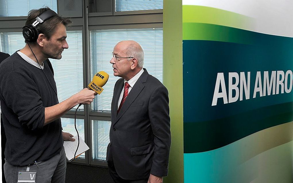 Gerrit Zalm, voorzitter van de raad van bestuur van ABN Amro in gesprek met de pers. beeld ANP