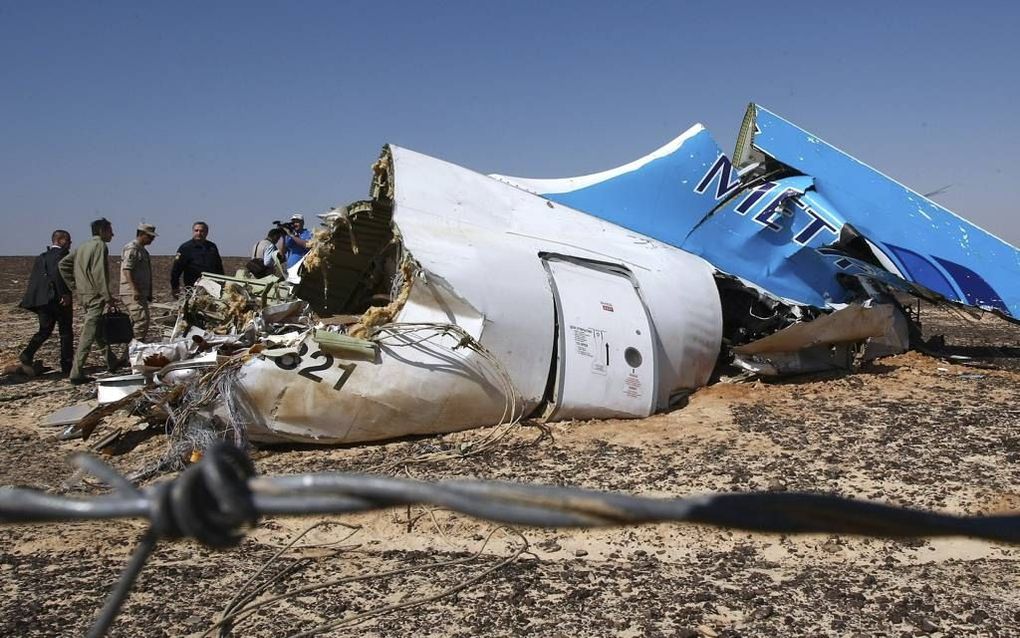 Wrakstukken van de gecrahste Airbus A321 in Egypte. beeld Maxim Gregoryev