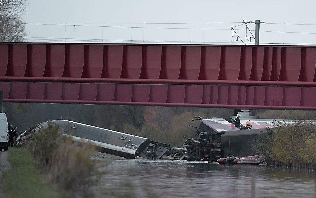 De TGV ontspoorde bij een proefrit vlak bij Straatsburg. beeld AFP