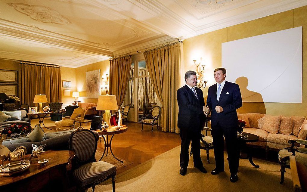 Koning Willem-Alexander ontvangt president Petro Porosjenko van Oekraine op de Eikenhorst. beeld ANP