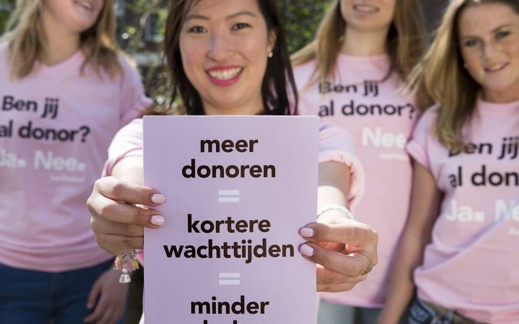 Promotieteam van de JaofNee-campagne 2015, die jongeren opriep om donor te worden. beeld ANP