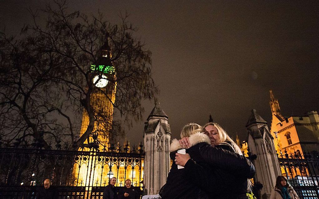 Protest bij de parlementsgebouwen in Londen. beeld AFP