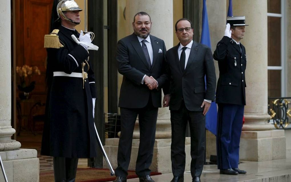 Mohammed VI (l.) en de Franse president Hollande. beeld EPA