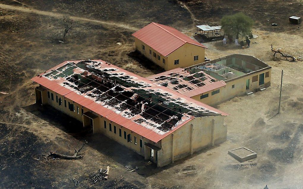 Uitgebrand schoolgebouw in Chibok. Beeld AFP