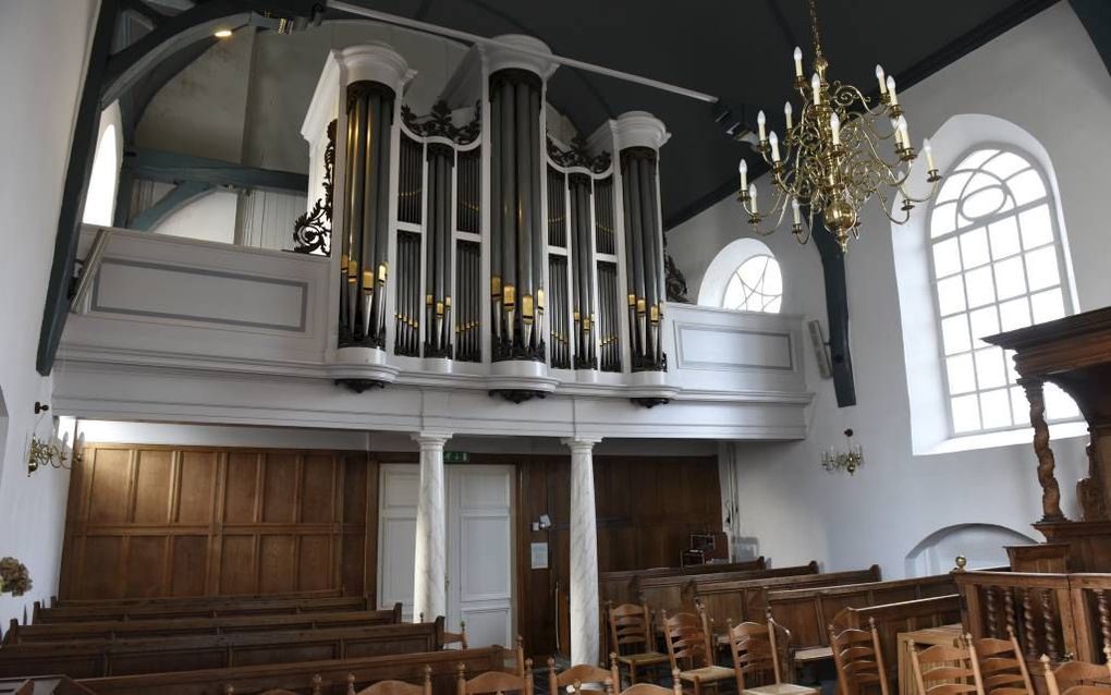 Het Van Damorgel uit 1849 in de dorpskerk van het Friese Huizum. Beeld Marchje Andringa