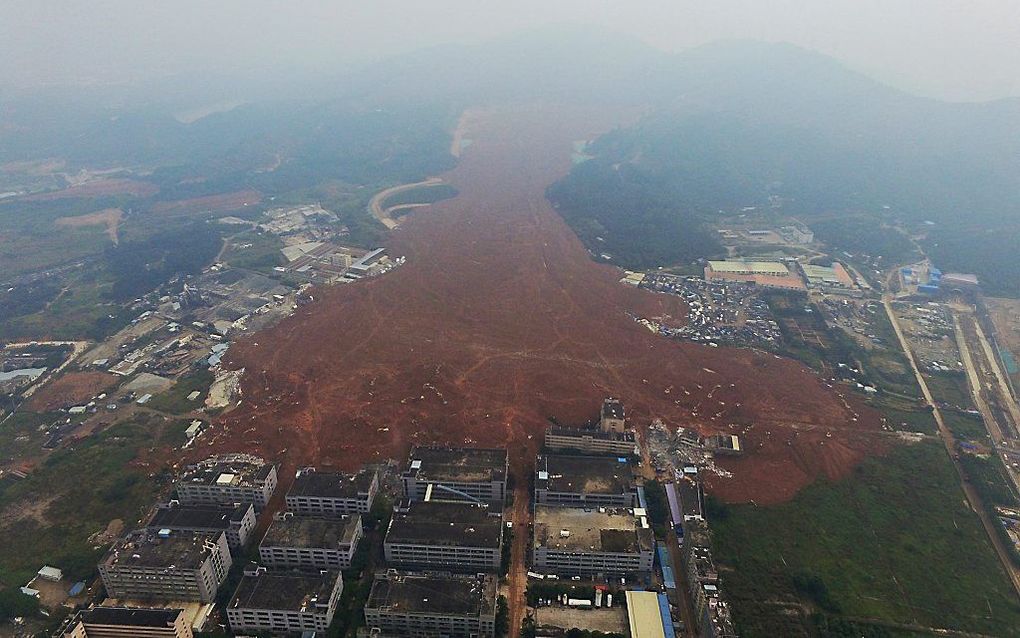 De aardverschuiving in Shenzen veroorzaakte een enorme ravage. beeld EPA