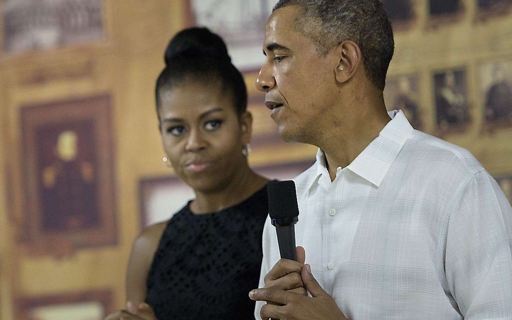 De Amerikaanse president Barack Obama en zijn vrouw Michelle Obama. beeld AFP