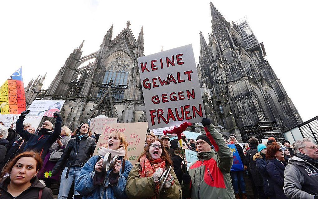 Demonstratie in Keulen, zaterdag. beeld AFP