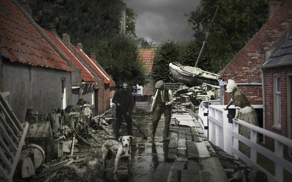 In het Zuiderzeemuseum is dit jaar een watersnoodstraat te zien die aan 1916 herinnert. beeld Zuiderzeemuseum