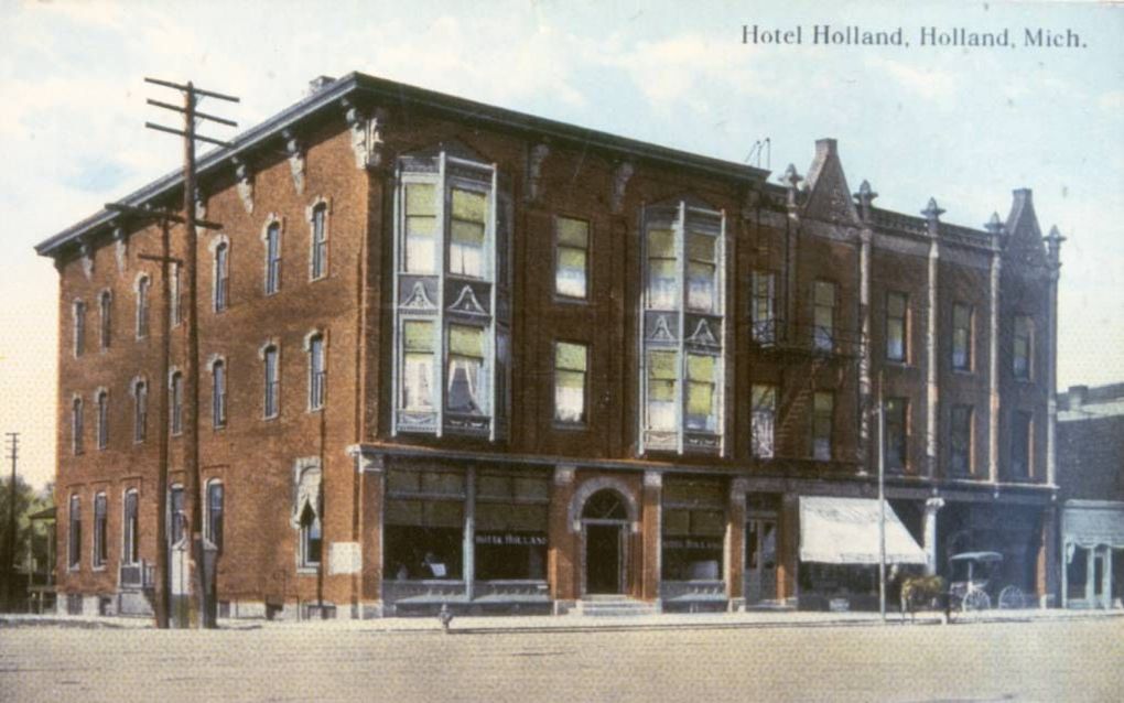 GRAND RAPIDS. Een ansichtkaart van het New City Hotel, waar Kuyper in Holland (Verenigde Staten) verbleef.  beeld Joint Archives of Holland.