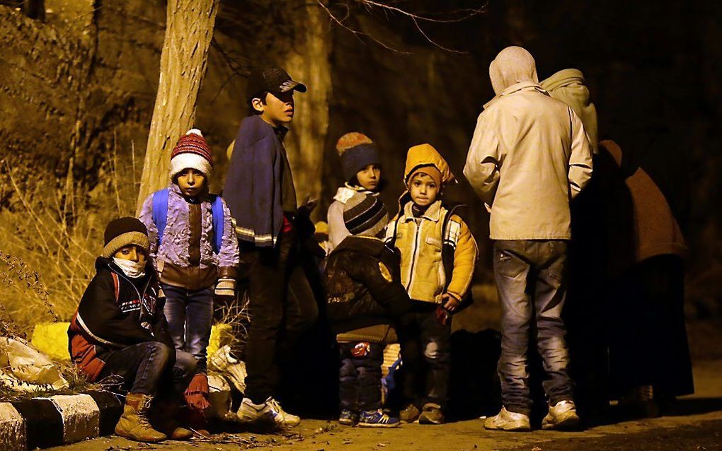 Kinderen in de buitenwijken van het belegerde Madaya. beeld AFP