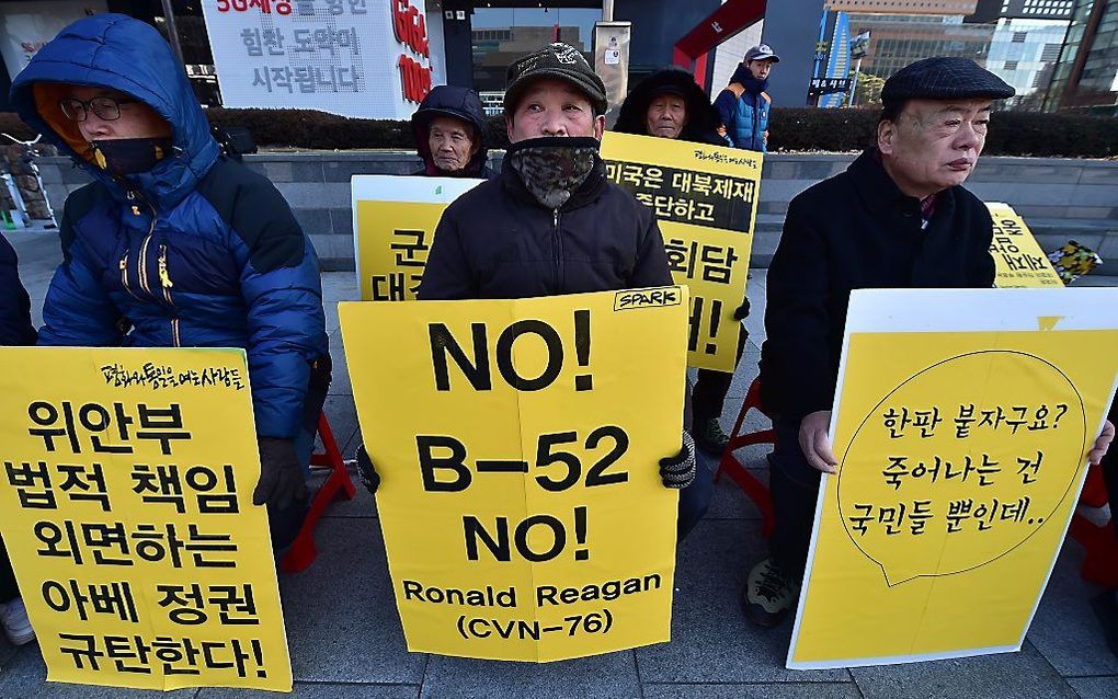 Protest in Zuid-Korea tegen de kernproef van de noorderburen. Beeld AFP