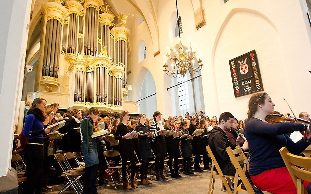 Messiah-scratch van het Van Lodenstein College in de Joriskerk in Amersfoort, 2014.       Beeld RD, Anton Dommerholt