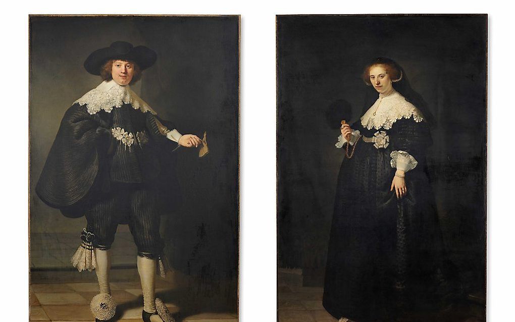 Frankrijk en Nederland betaalden allebei 80 miljoen euro voor de beroemde huwelijksportretten van Maerten Soolmans en Oopjen Coppit, die Rembrandt schilderde in 1634. beeld EPA