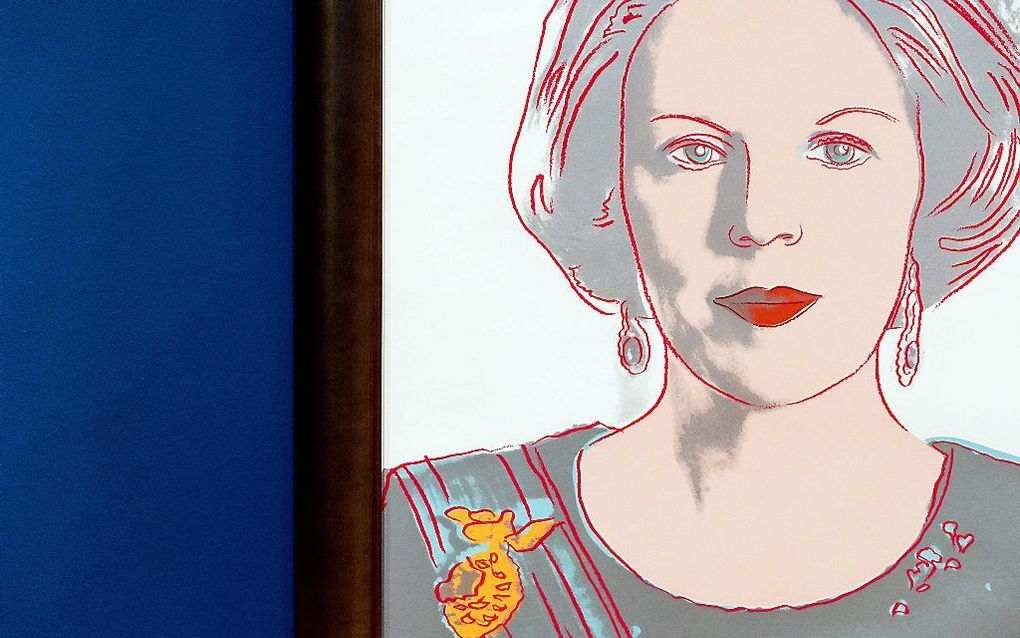 Portret van koningin Beatrix van Andy Warhol, een schilderij dat normaliter in het depot van het Mauritshuis te vinden is. beeld ANP