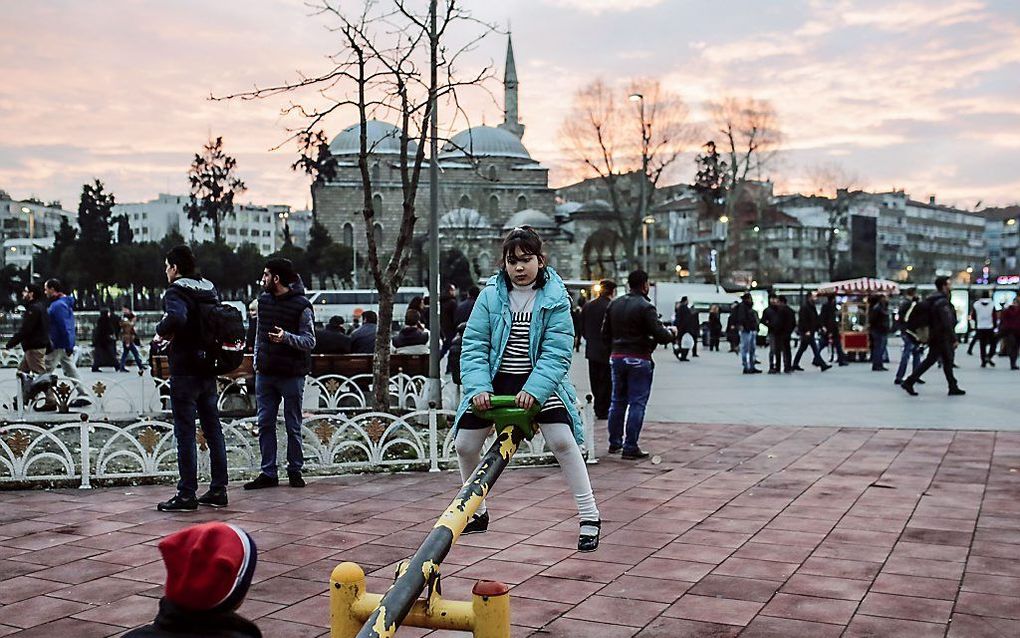 Vluchtelingenkinderen in Istanbul, Turkije. Beeld AFP