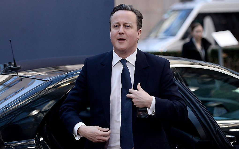 Cameron vrijdagmorgen bij aankomst in Brussel. Beeld AFP