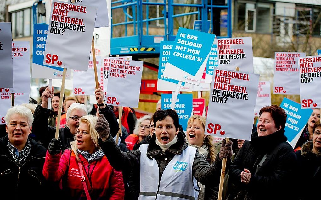 Protest van thuiszorgmedewerkers in Apeldoorn, vorige maand. Beeld ANP